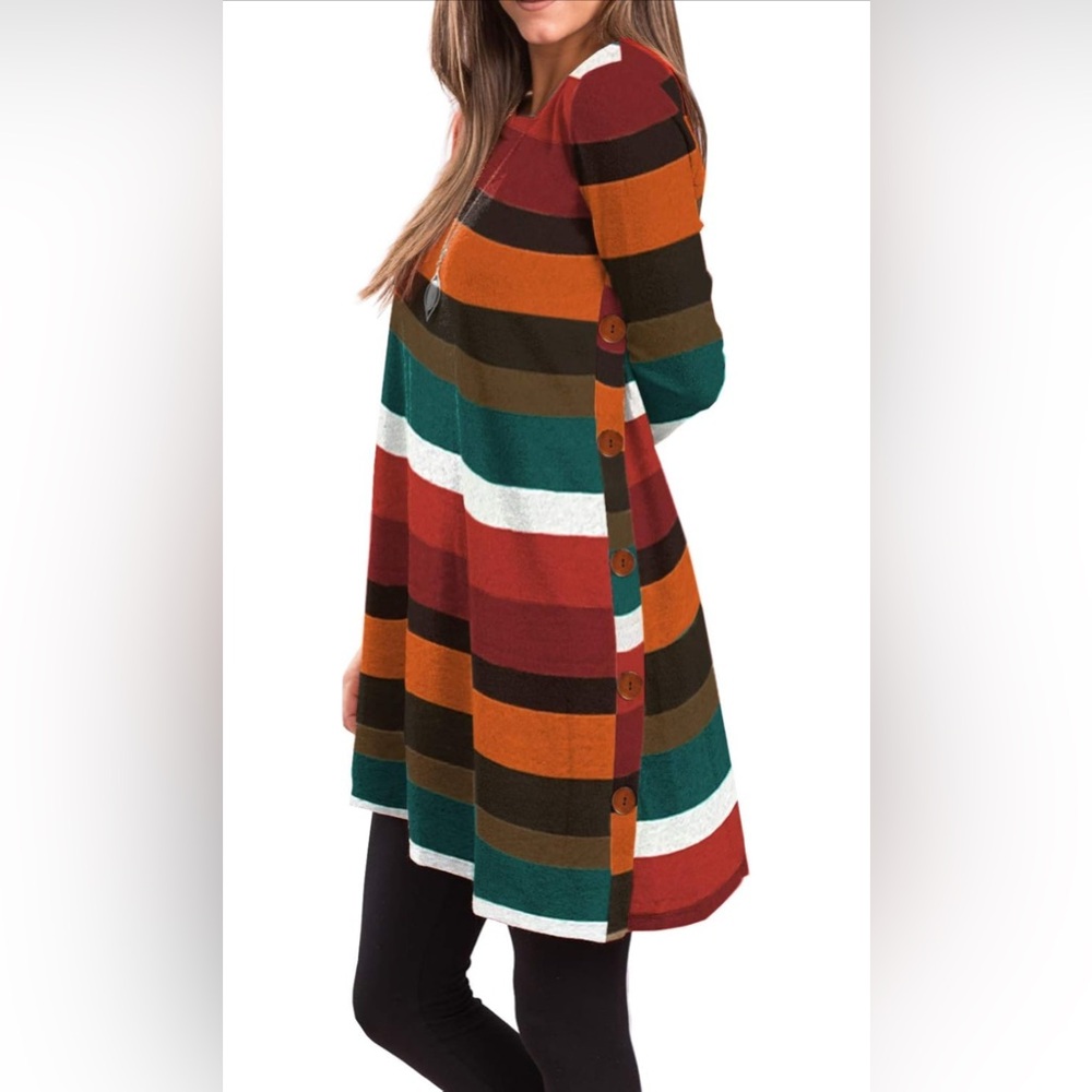 Asymmetrical Hem Striped Sweater Tunic Dress - NWT - Medium